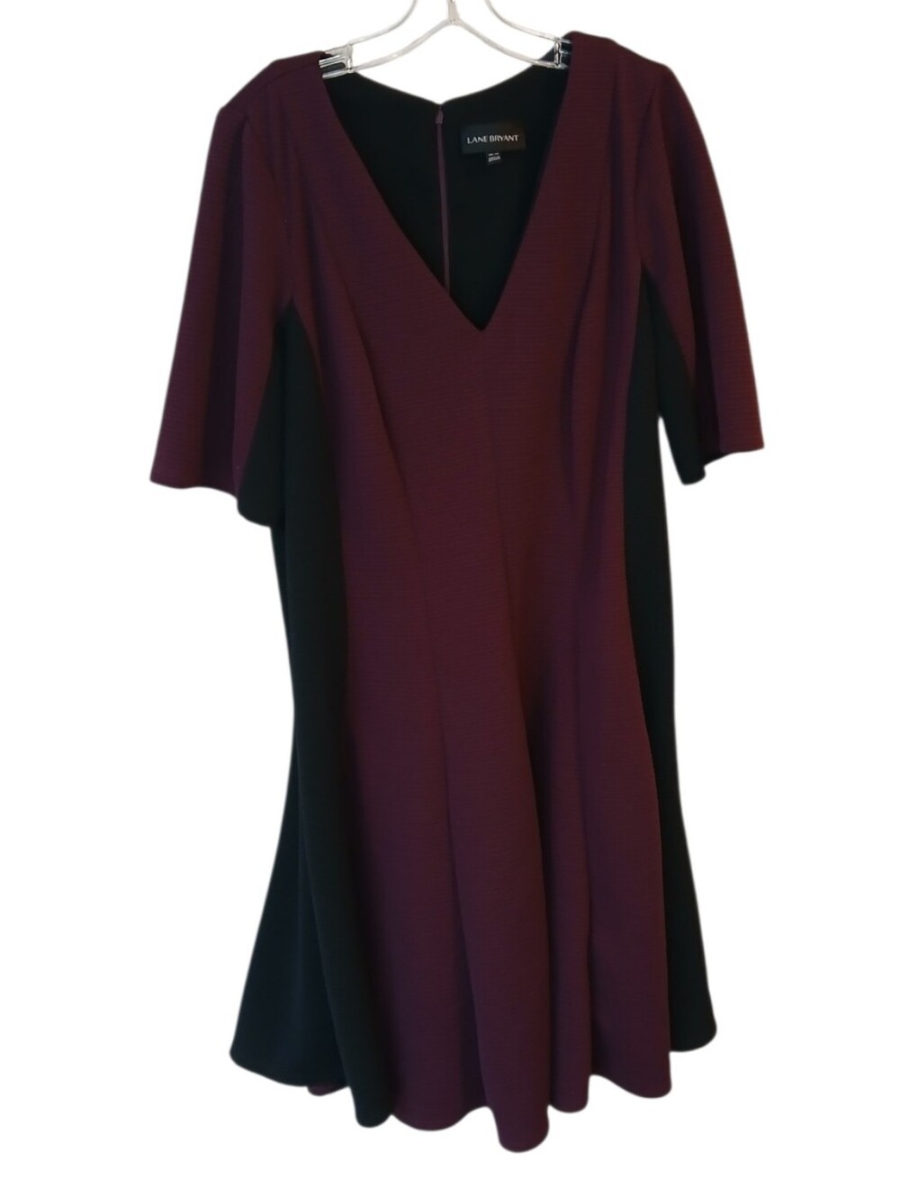 Lane Bryant Maroon & Black V-Neck Dress Size 18/20